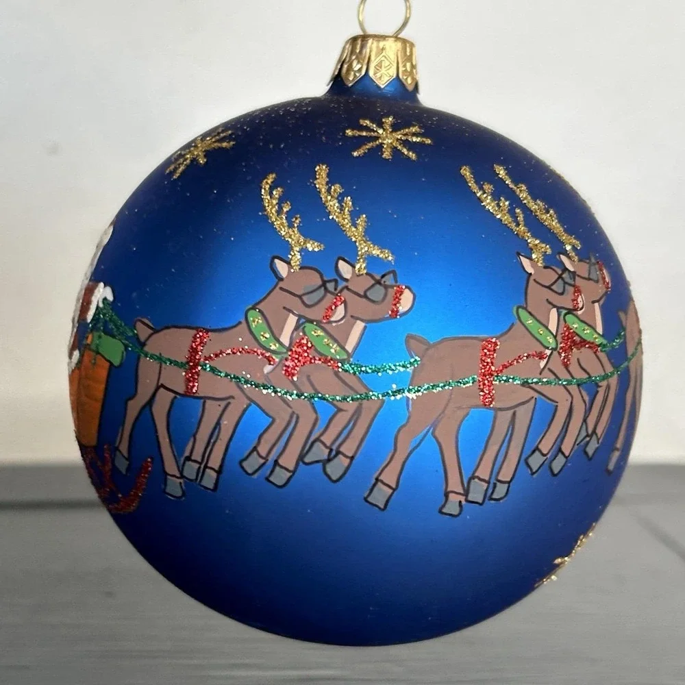 VTG Tori Richard Santa Joy Ride Ornament Christmas Holiday Boxed Handmade 3.5 In
